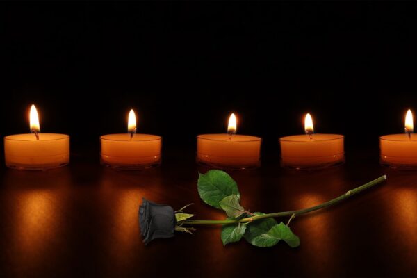 candles, mourning, rose